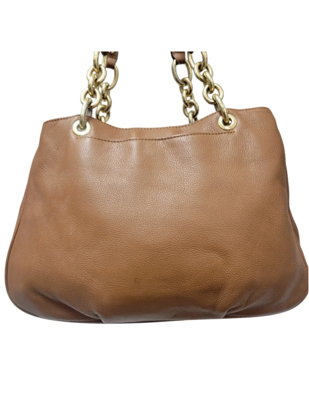 Michael Kors Fulton Brown Leather Gold Hardware Double Handle Shoulder Bag Purse